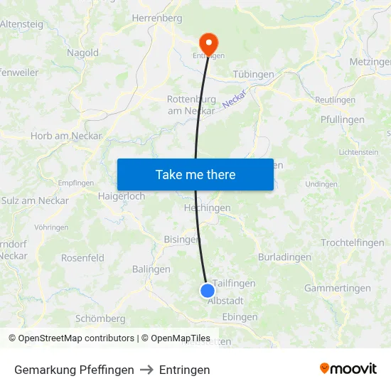 Gemarkung Pfeffingen to Entringen map