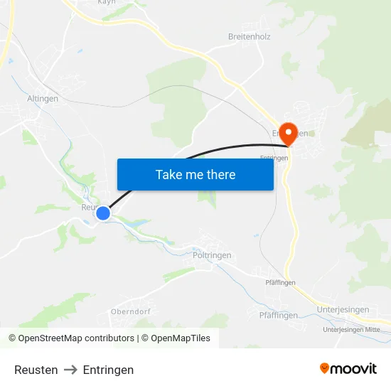 Reusten to Entringen map