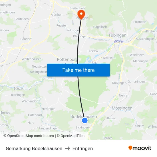 Gemarkung Bodelshausen to Entringen map