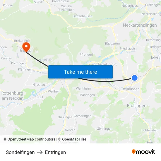 Sondelfingen to Entringen map