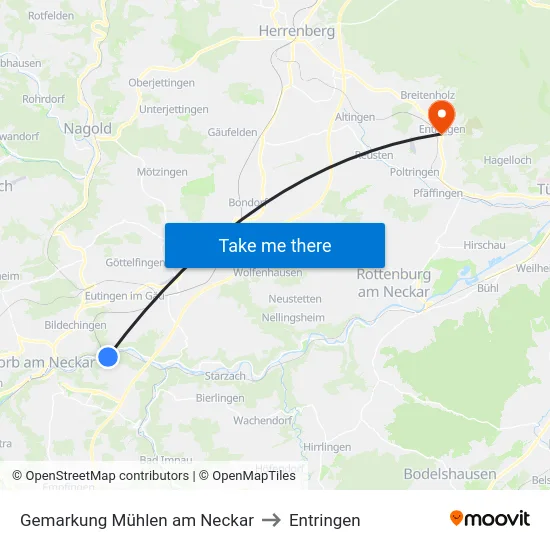 Gemarkung Mühlen am Neckar to Entringen map