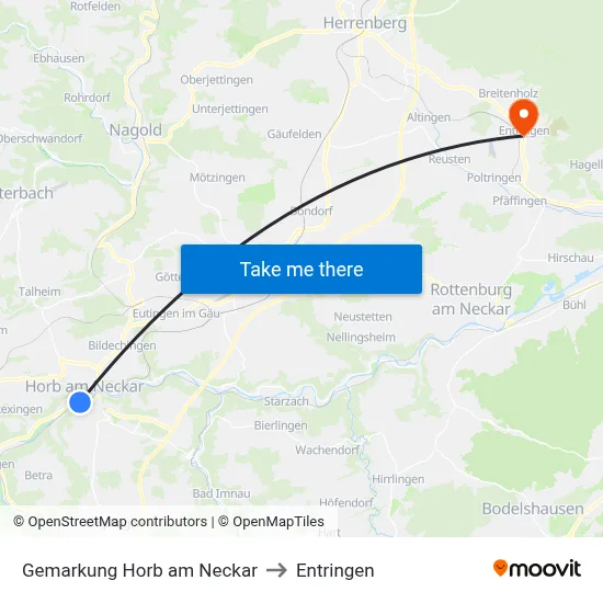 Gemarkung Horb am Neckar to Entringen map