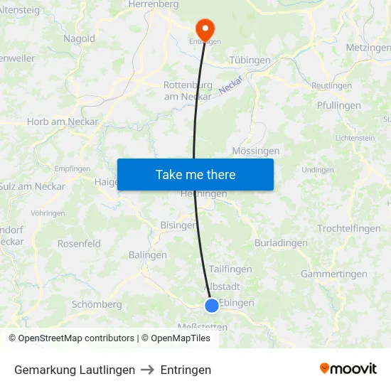Gemarkung Lautlingen to Entringen map