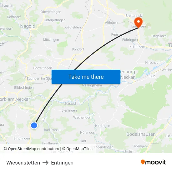 Wiesenstetten to Entringen map