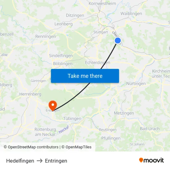 Hedelfingen to Entringen map