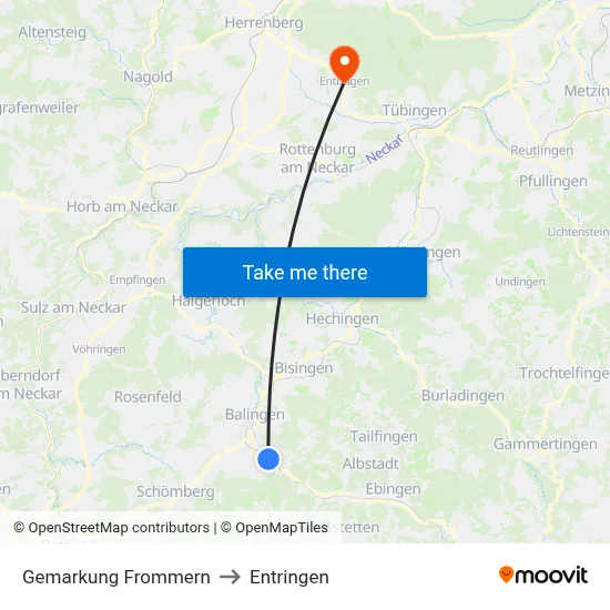 Gemarkung Frommern to Entringen map