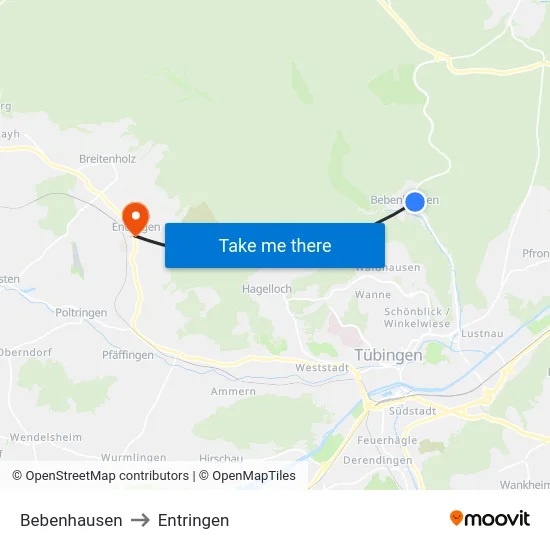 Bebenhausen to Entringen map