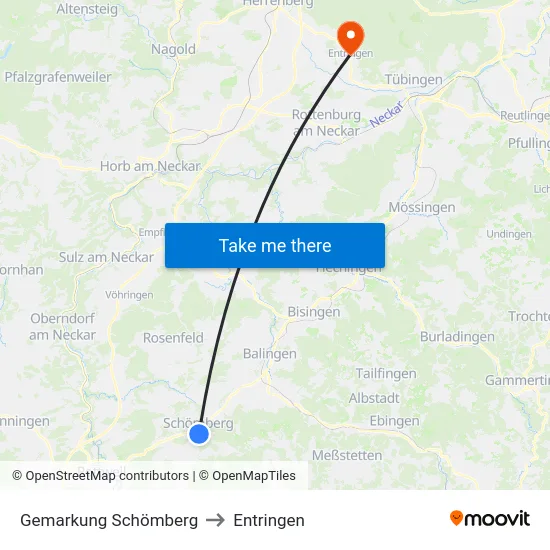 Gemarkung Schömberg to Entringen map