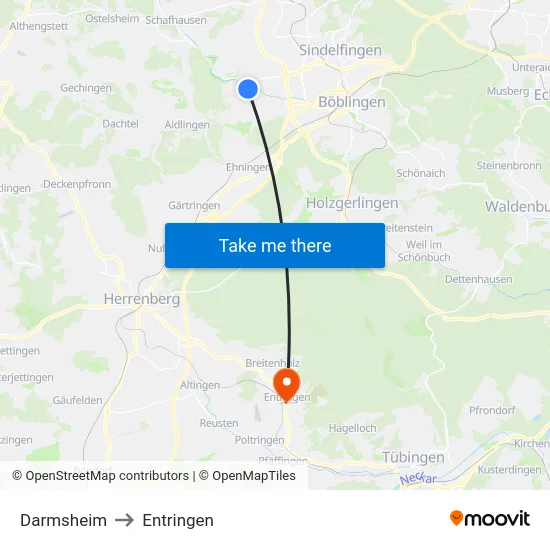 Darmsheim to Entringen map