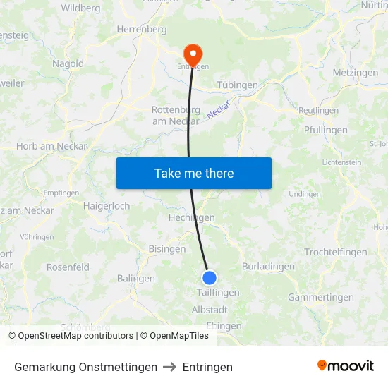 Gemarkung Onstmettingen to Entringen map