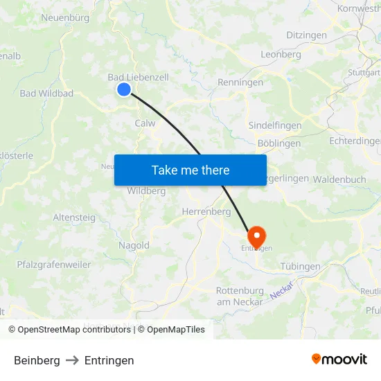 Beinberg to Entringen map