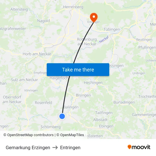 Gemarkung Erzingen to Entringen map