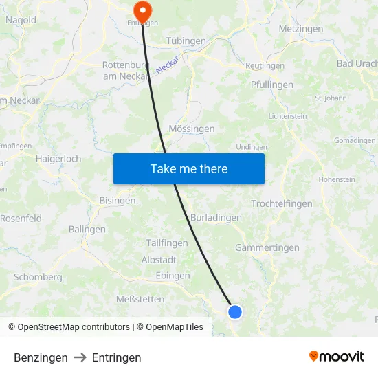 Benzingen to Entringen map