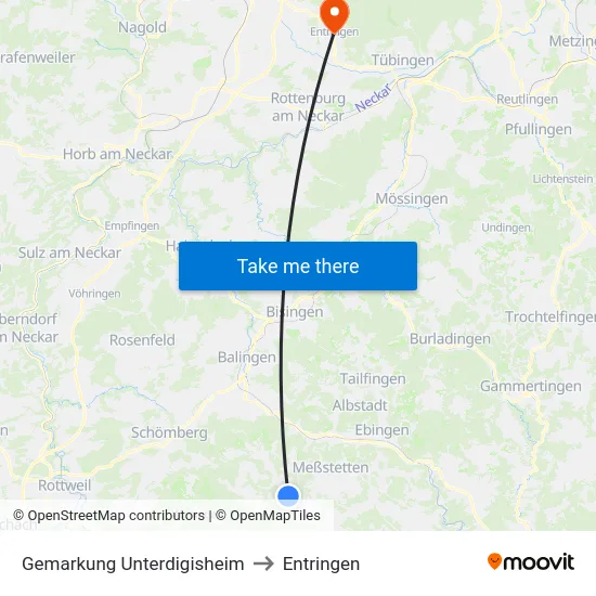 Gemarkung Unterdigisheim to Entringen map