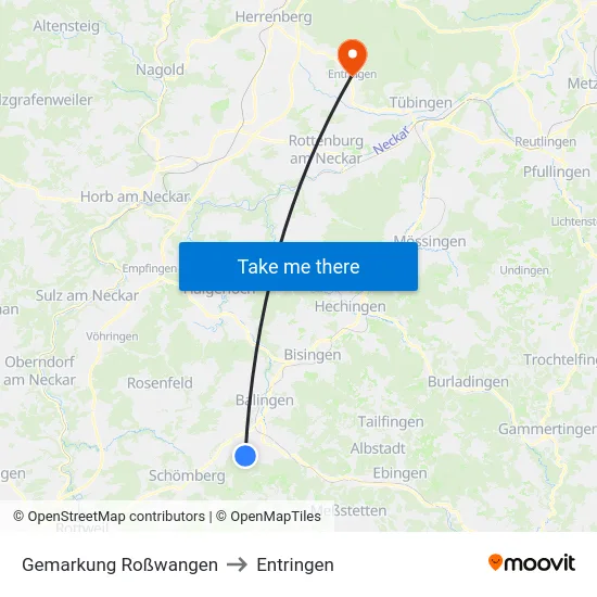 Gemarkung Roßwangen to Entringen map