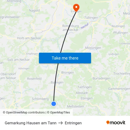 Gemarkung Hausen am Tann to Entringen map