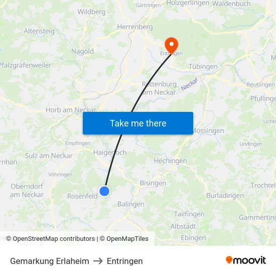 Gemarkung Erlaheim to Entringen map