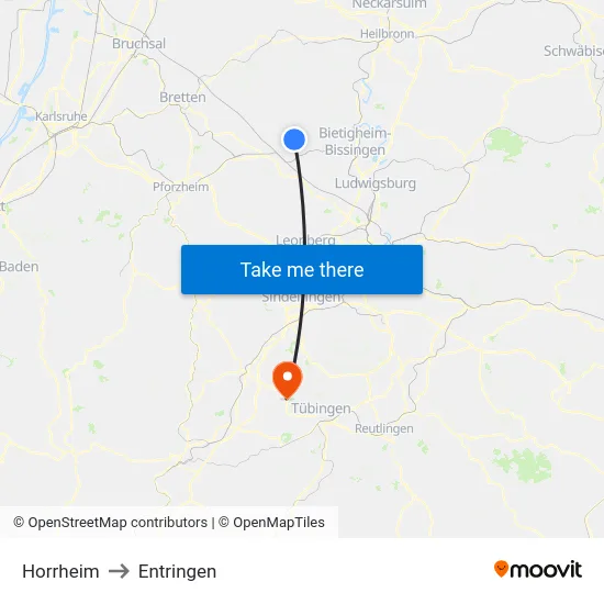 Horrheim to Entringen map