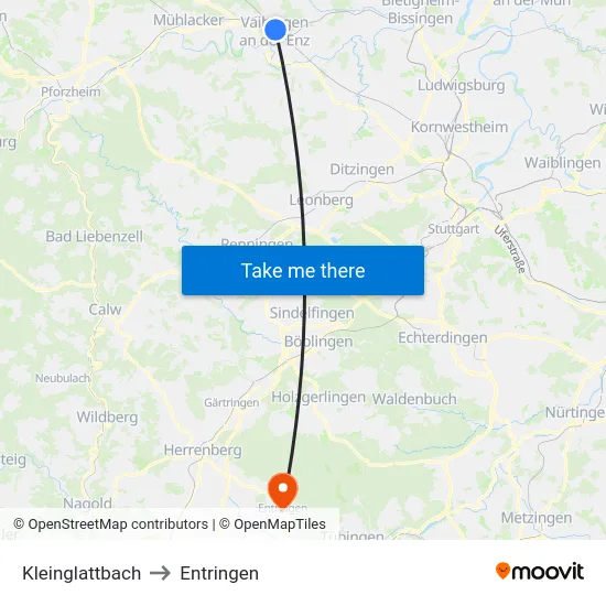 Kleinglattbach to Entringen map