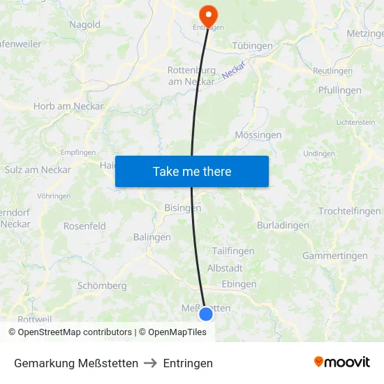 Gemarkung Meßstetten to Entringen map