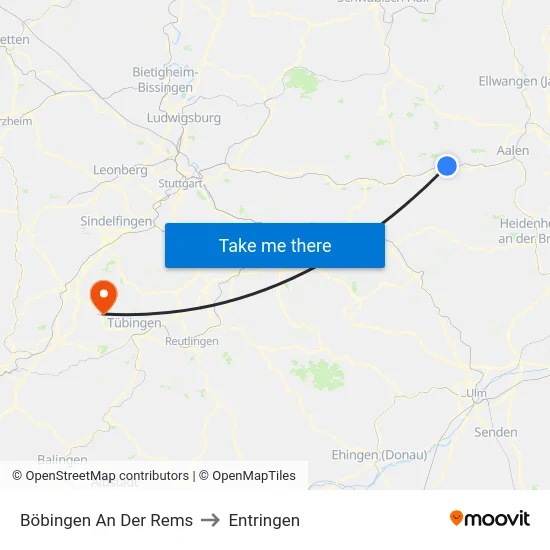 Böbingen An Der Rems to Entringen map