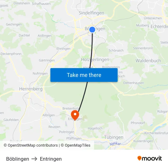 Böblingen to Entringen map