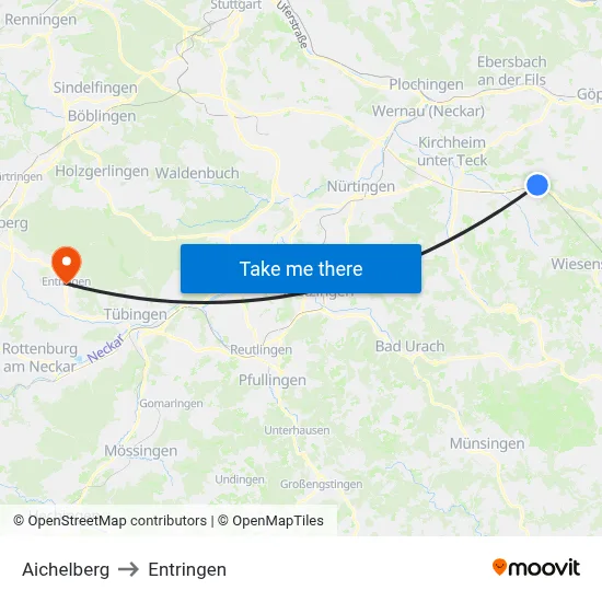 Aichelberg to Entringen map