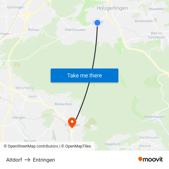 Altdorf to Entringen map