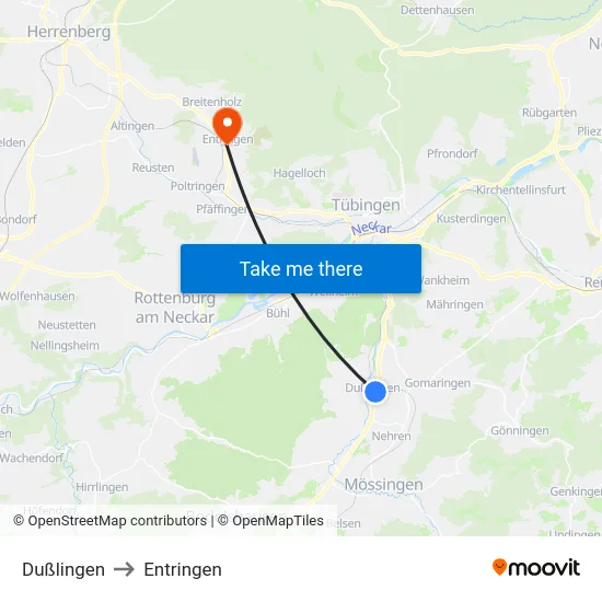 Dußlingen to Entringen map