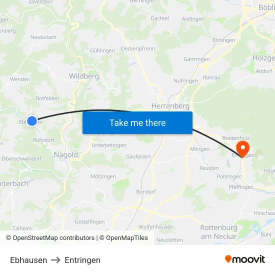 Ebhausen to Entringen map