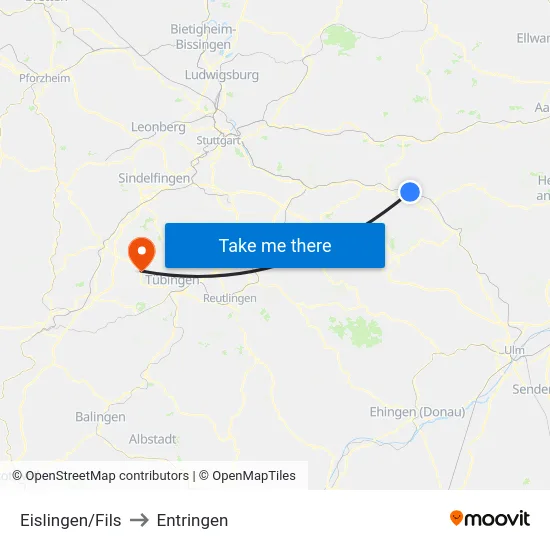 Eislingen/Fils to Entringen map