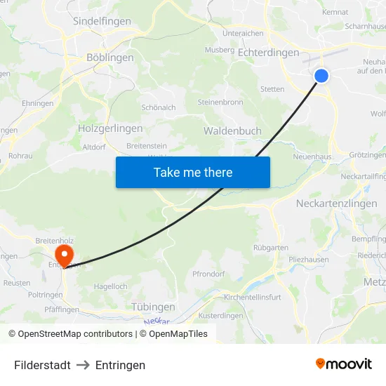 Filderstadt to Entringen map