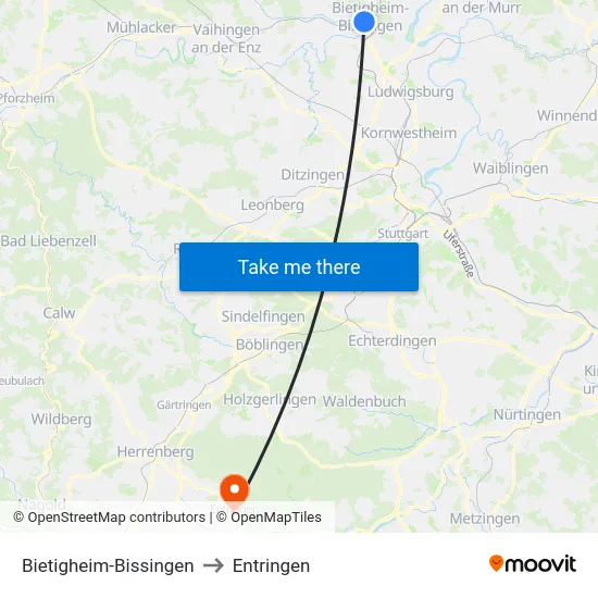 Bietigheim-Bissingen to Entringen map