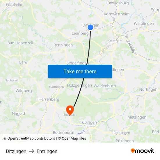 Ditzingen to Entringen map