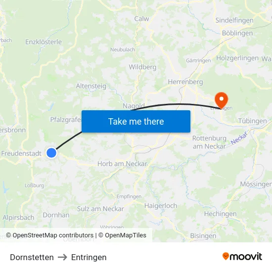 Dornstetten to Entringen map