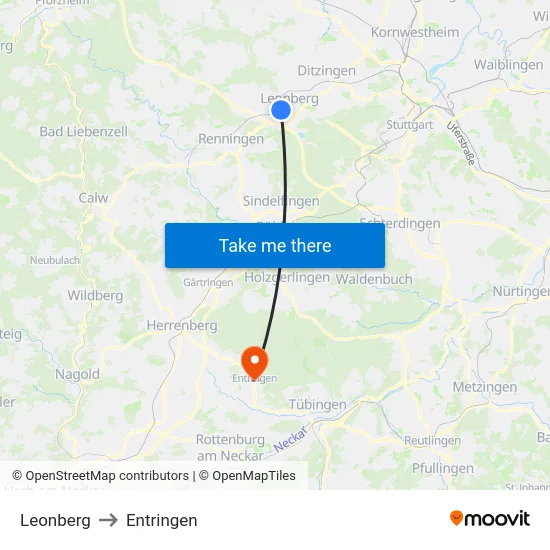 Leonberg to Entringen map
