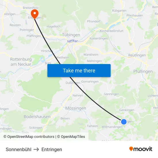Sonnenbühl to Entringen map