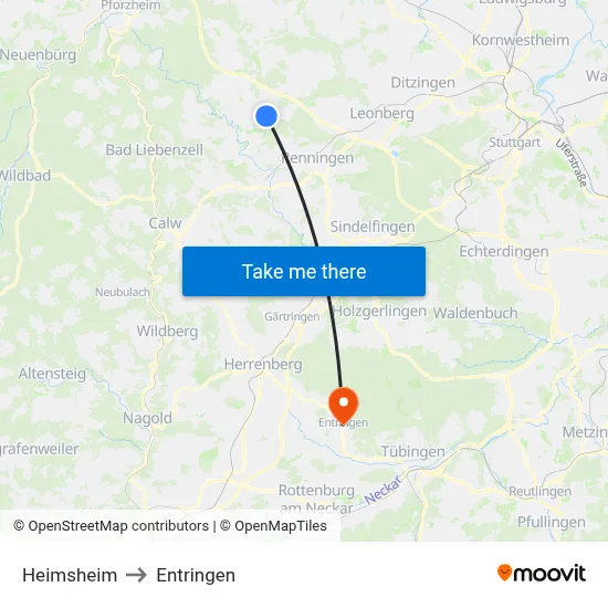 Heimsheim to Entringen map