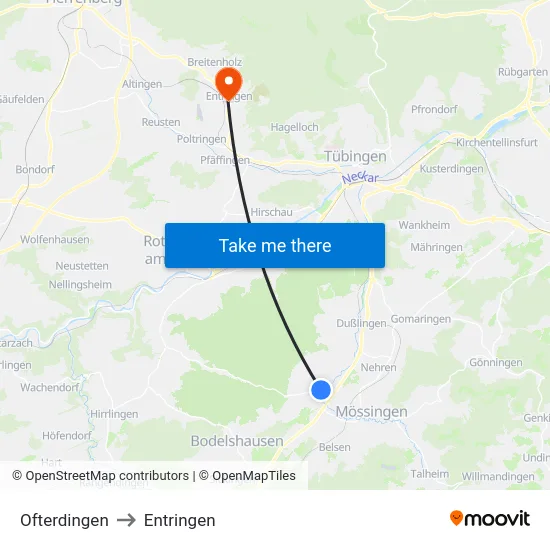 Ofterdingen to Entringen map