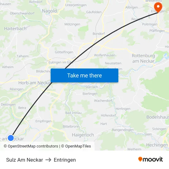 Sulz Am Neckar to Entringen map