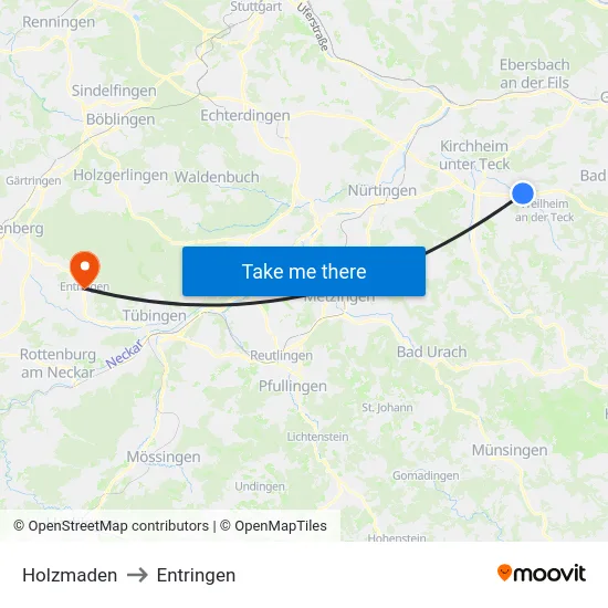 Holzmaden to Entringen map