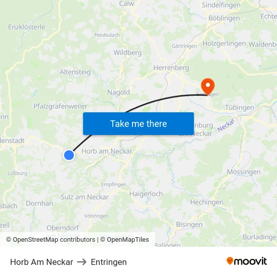 Horb Am Neckar to Entringen map