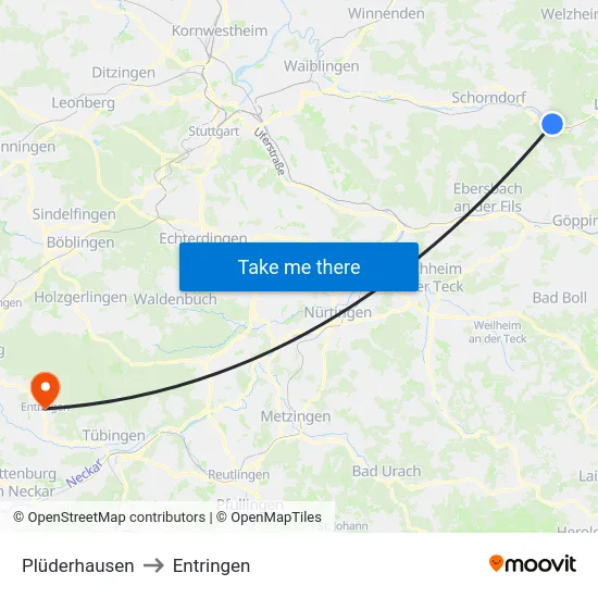 Plüderhausen to Entringen map