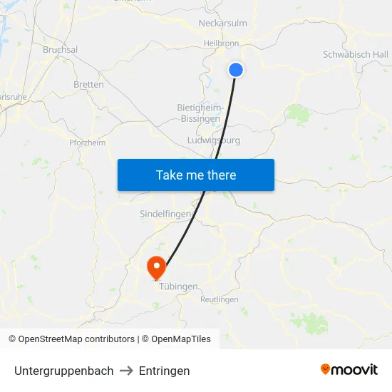 Untergruppenbach to Entringen map