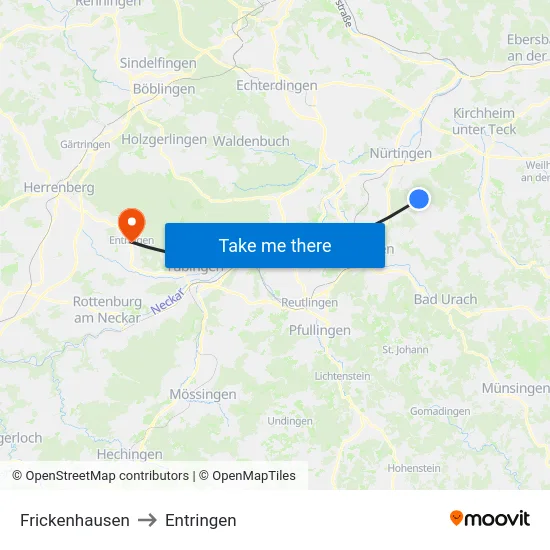 Frickenhausen to Entringen map