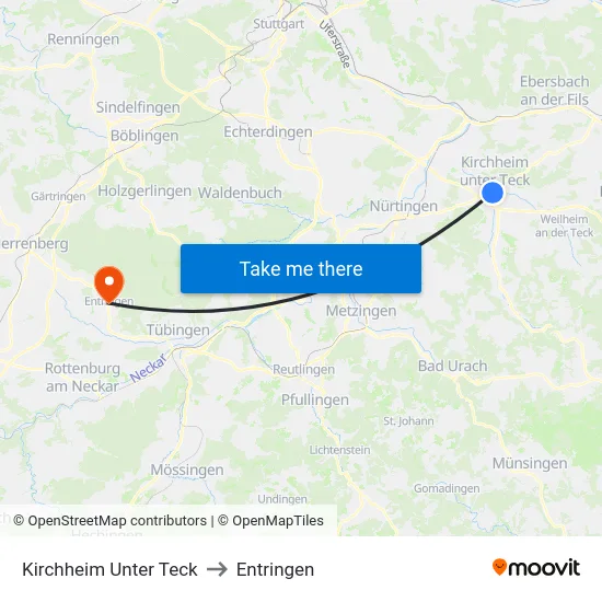 Kirchheim Unter Teck to Entringen map