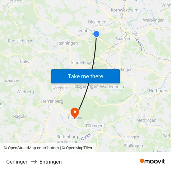 Gerlingen to Entringen map