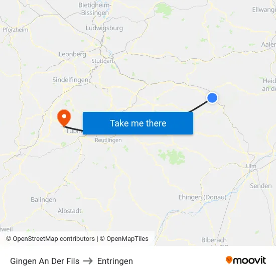 Gingen An Der Fils to Entringen map