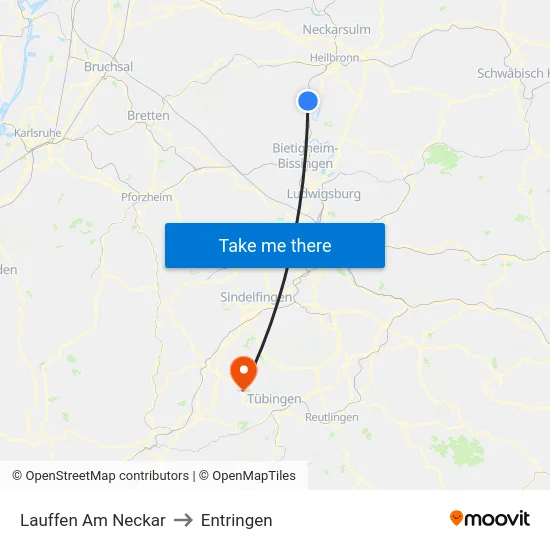 Lauffen Am Neckar to Entringen map