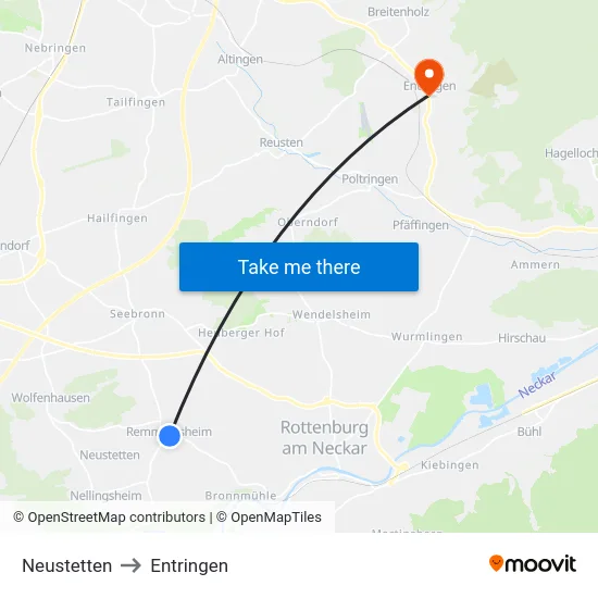 Neustetten to Entringen map
